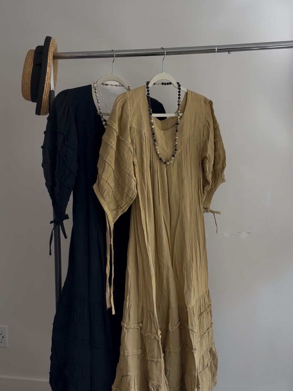 Boho Tiered Cotton Gauze Maxi Dress in Mustard